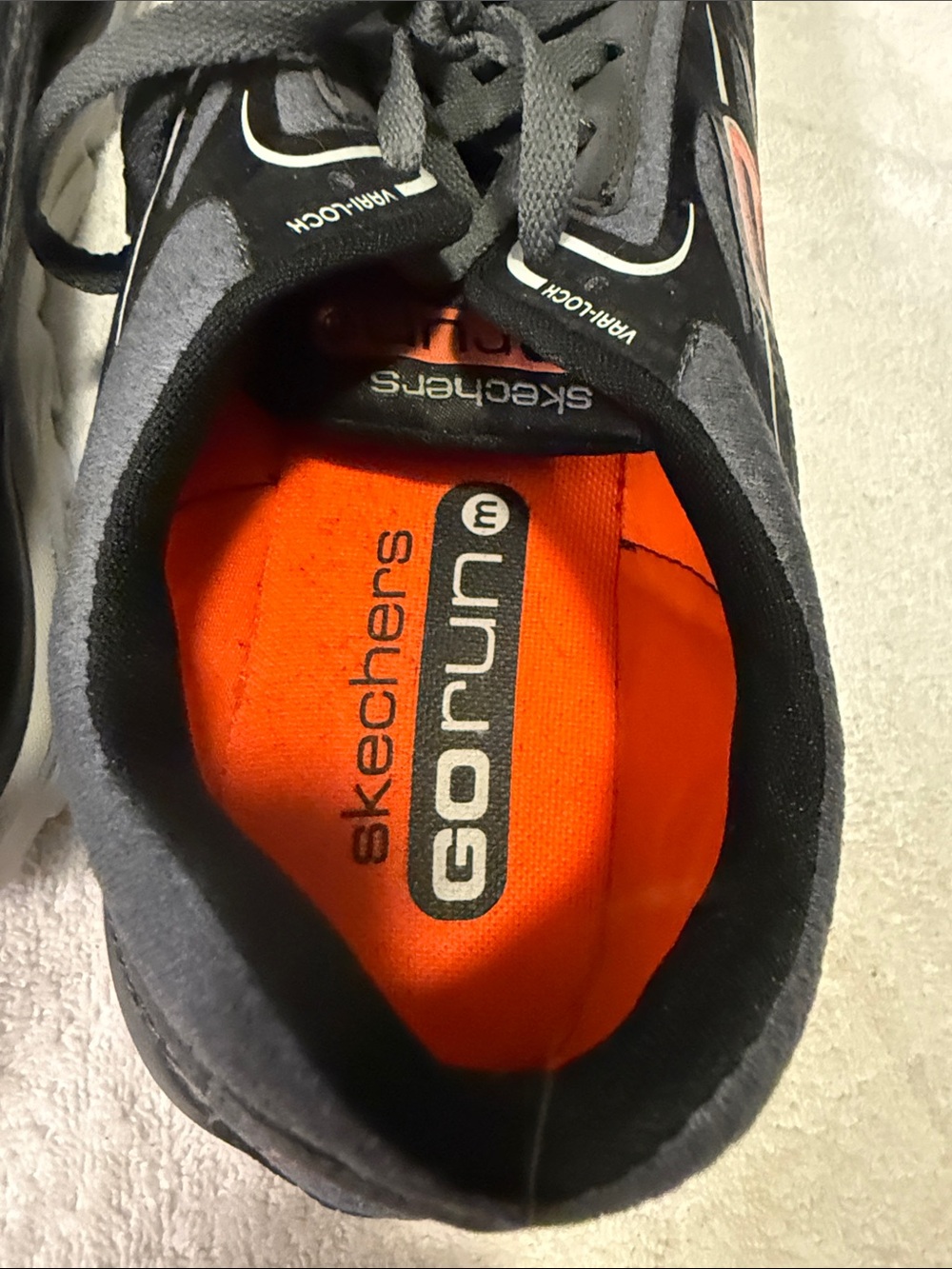Skechers Men's Charcoal Gray Athletic Sneakers with Orange Insole Accents - Picture 4 of 6